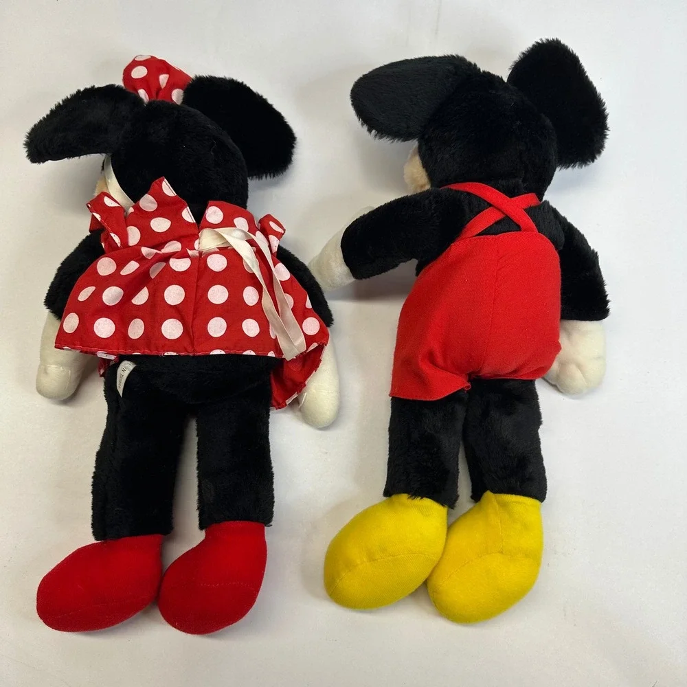 Vintage Disney Mickey and Minnie Mouse Plush‎ Stuffed Animal Set 16 Inch Taiwan